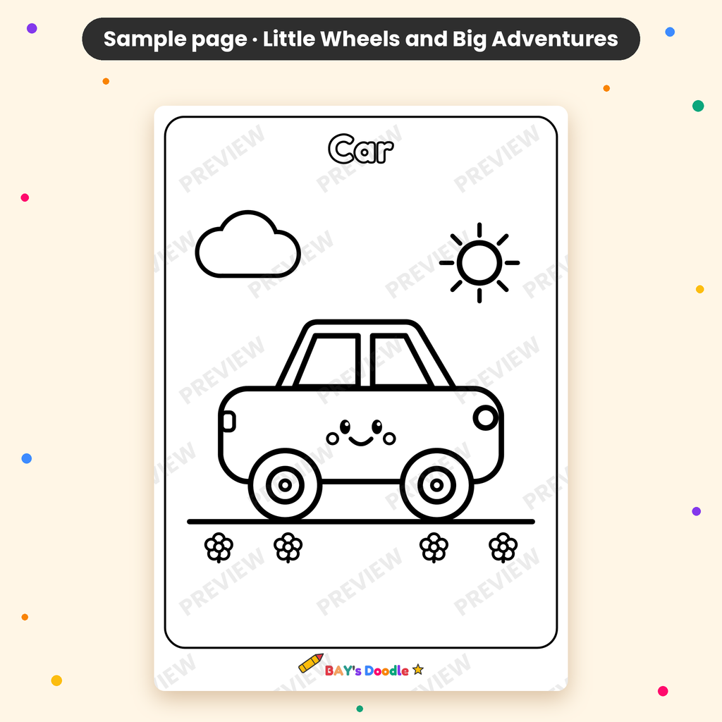 Little Wheels & Big Adventures – My First Vehicle Coloring Book (Ages 3+)