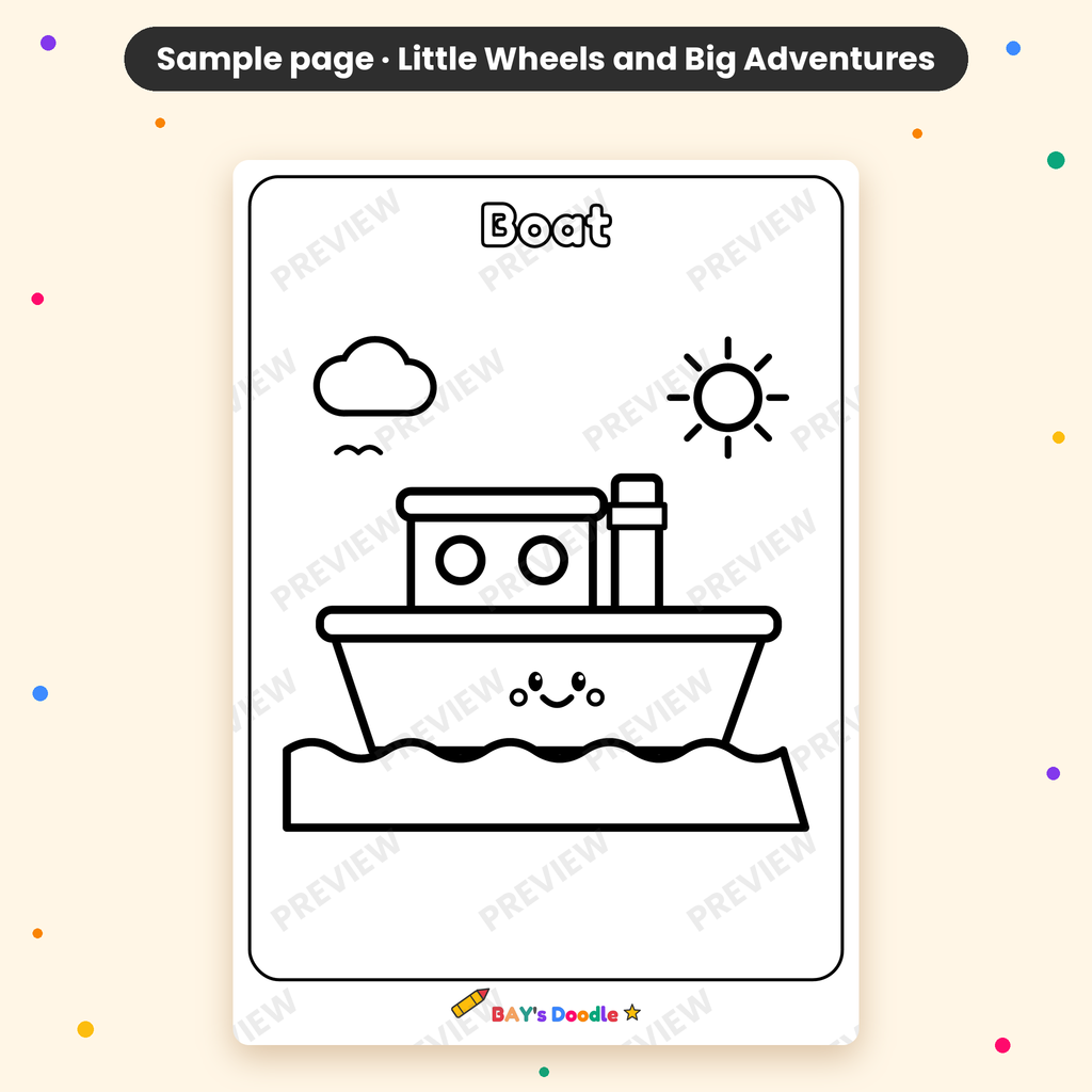 Little Wheels & Big Adventures – My First Vehicle Coloring Book (Ages 3+)