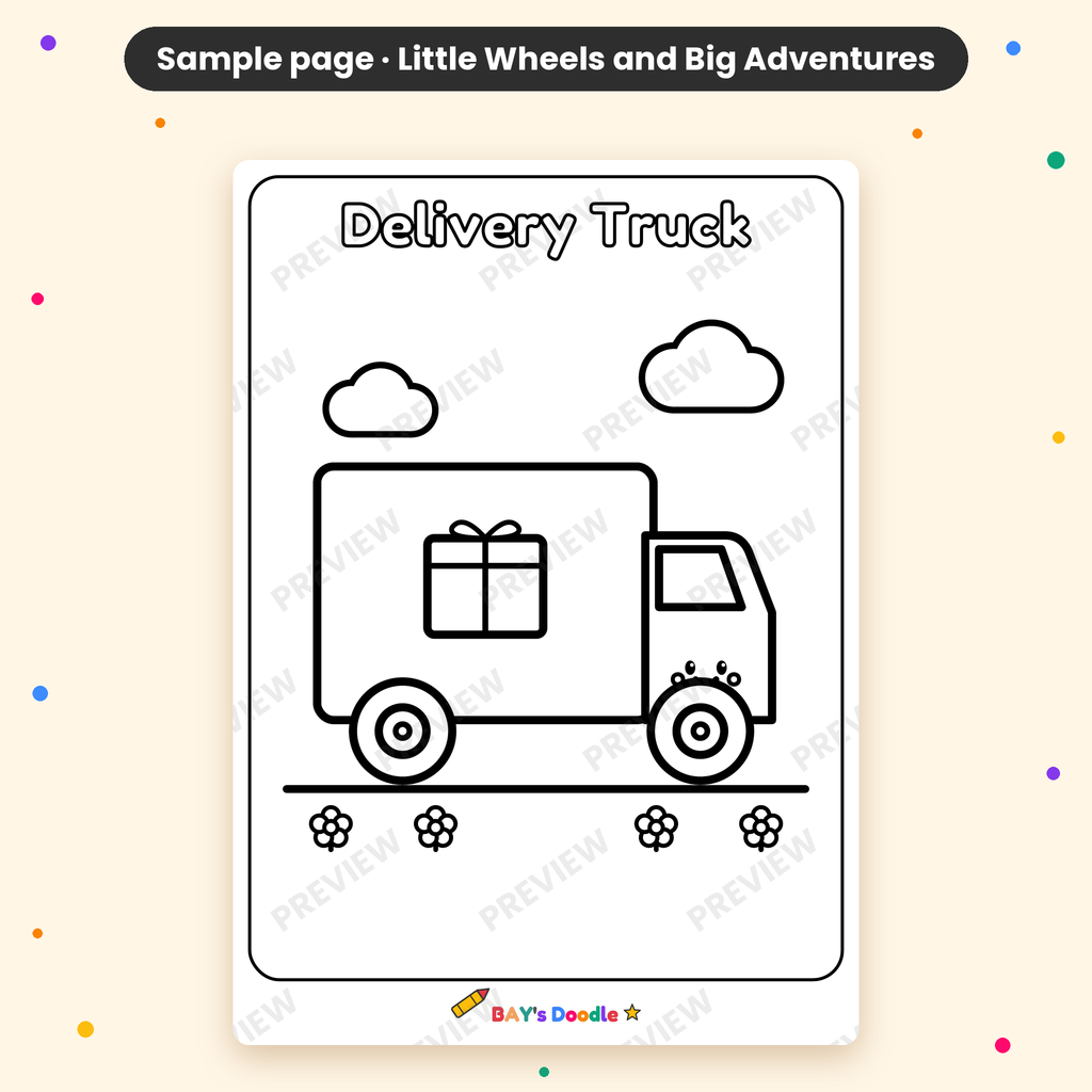 Little Wheels & Big Adventures – My First Vehicle Coloring Book (Ages 3+)