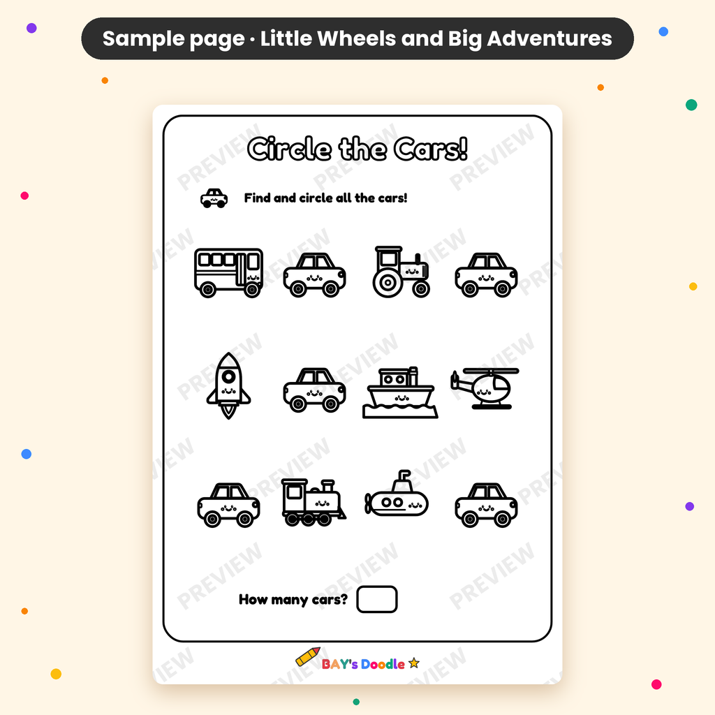 Little Wheels & Big Adventures – My First Vehicle Coloring Book (Ages 3+)