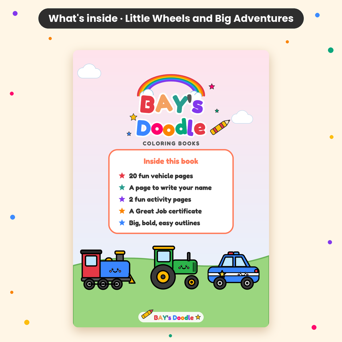 Little Wheels & Big Adventures – My First Vehicle Coloring Book (Ages 3+)
