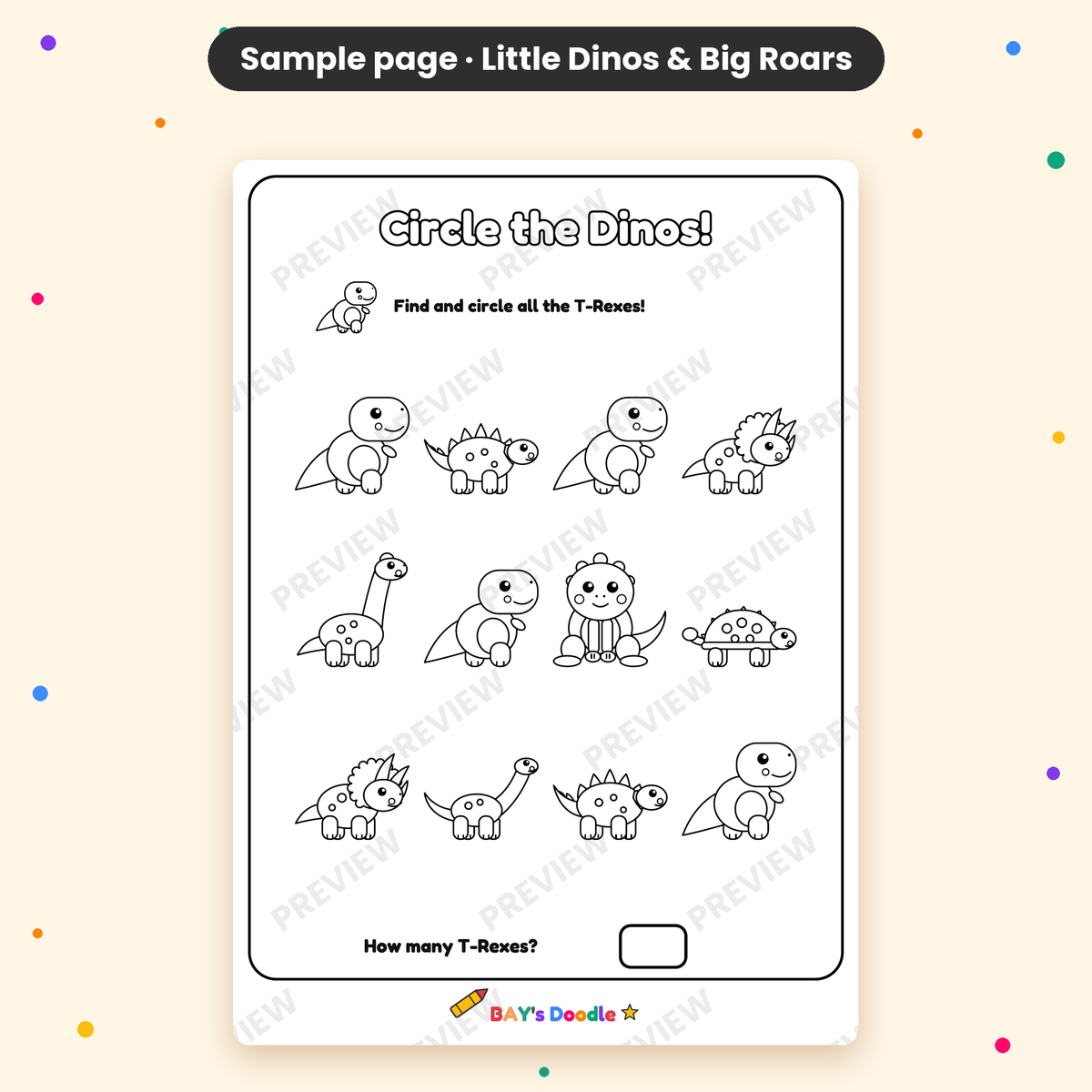 Little Dinos & Big Roars – My First Dinosaur Coloring Book (Ages 3+)
