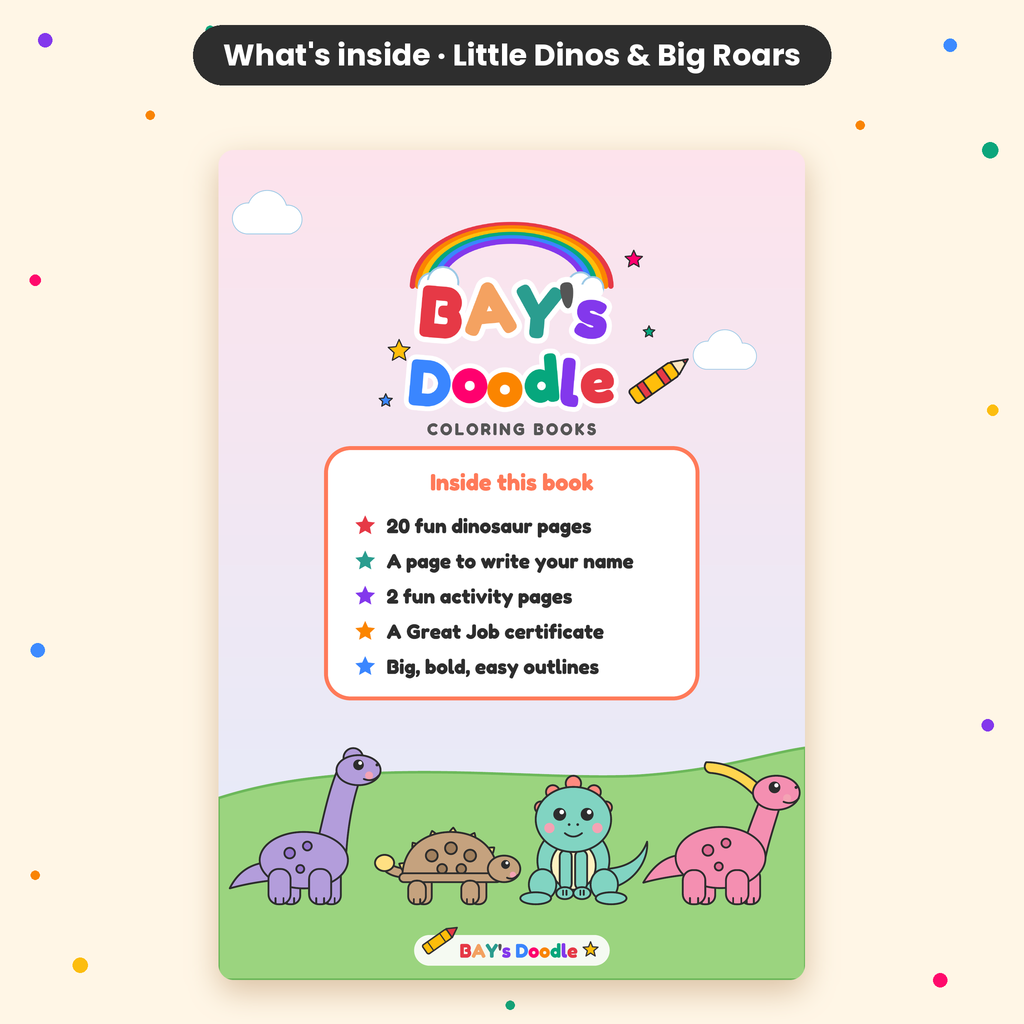 Little Dinos & Big Roars – My First Dinosaur Coloring Book (Ages 3+)