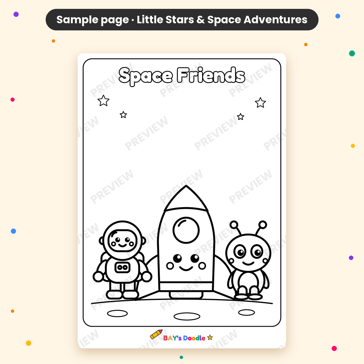 Little Stars & Space Adventures – My First Space Coloring Book (Ages 3+)