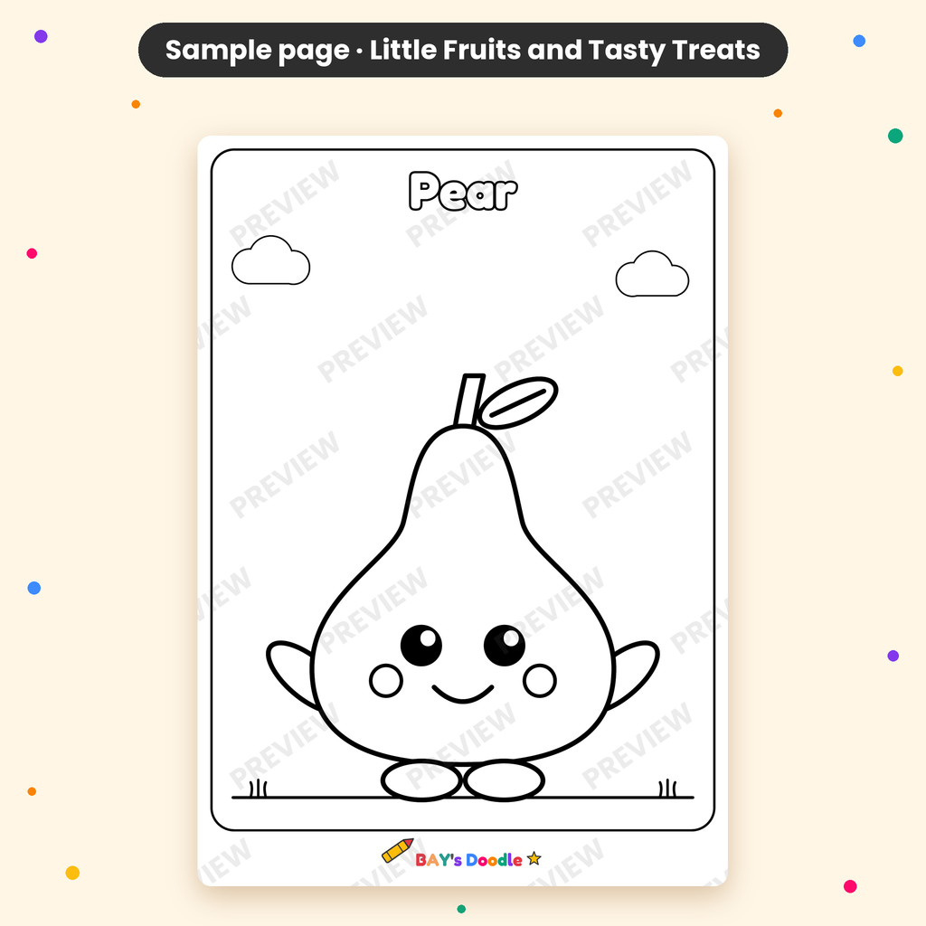 Little Fruits & Tasty Treats – My First Fruits Coloring Book (Ages 3+)