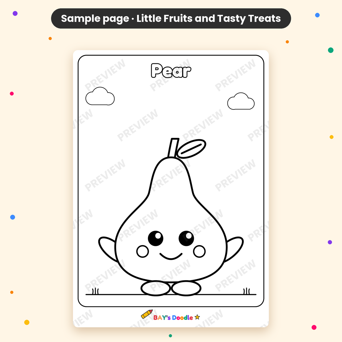 Little Fruits & Tasty Treats – My First Fruits Coloring Book (Ages 3+)