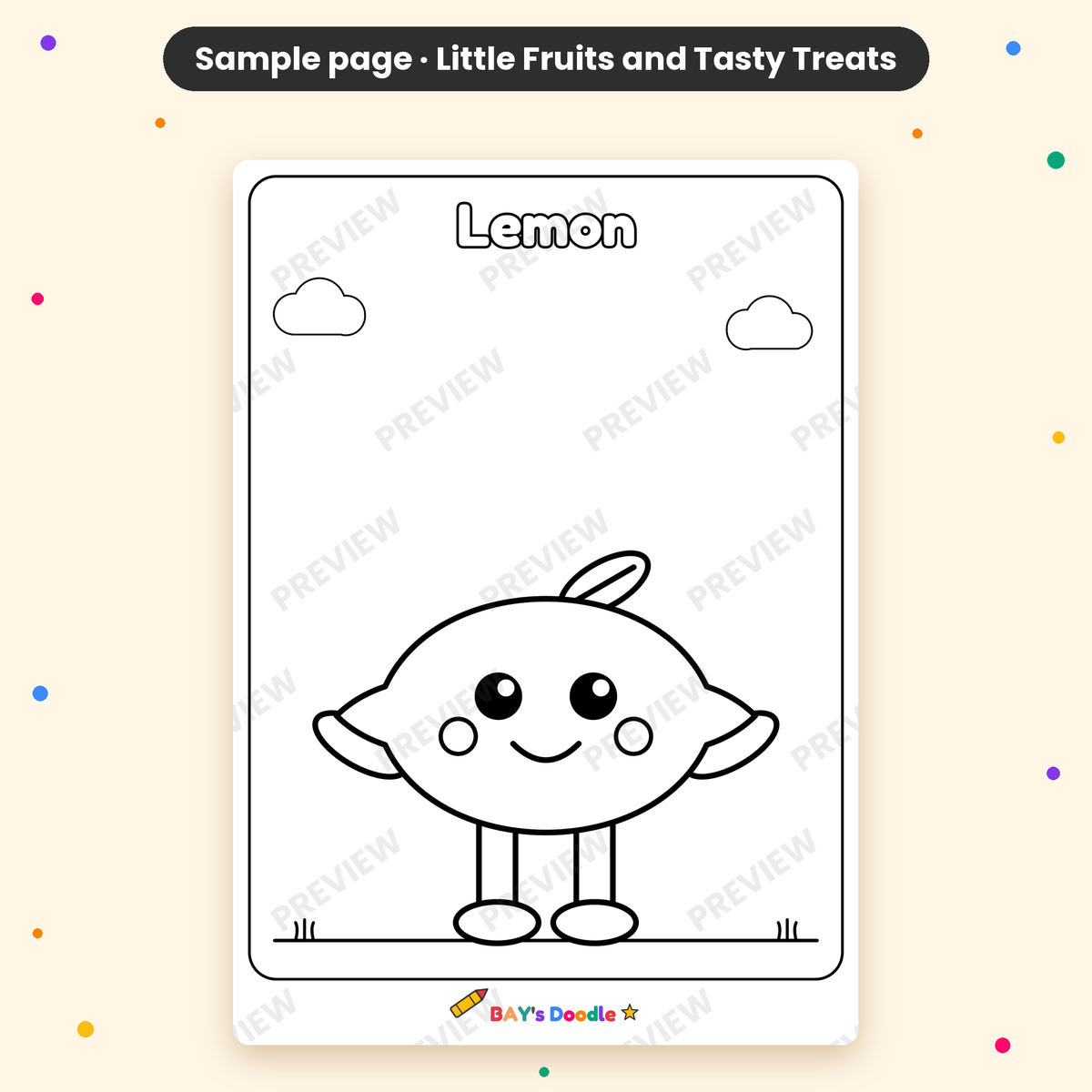 Little Fruits & Tasty Treats – My First Fruits Coloring Book (Ages 3+)