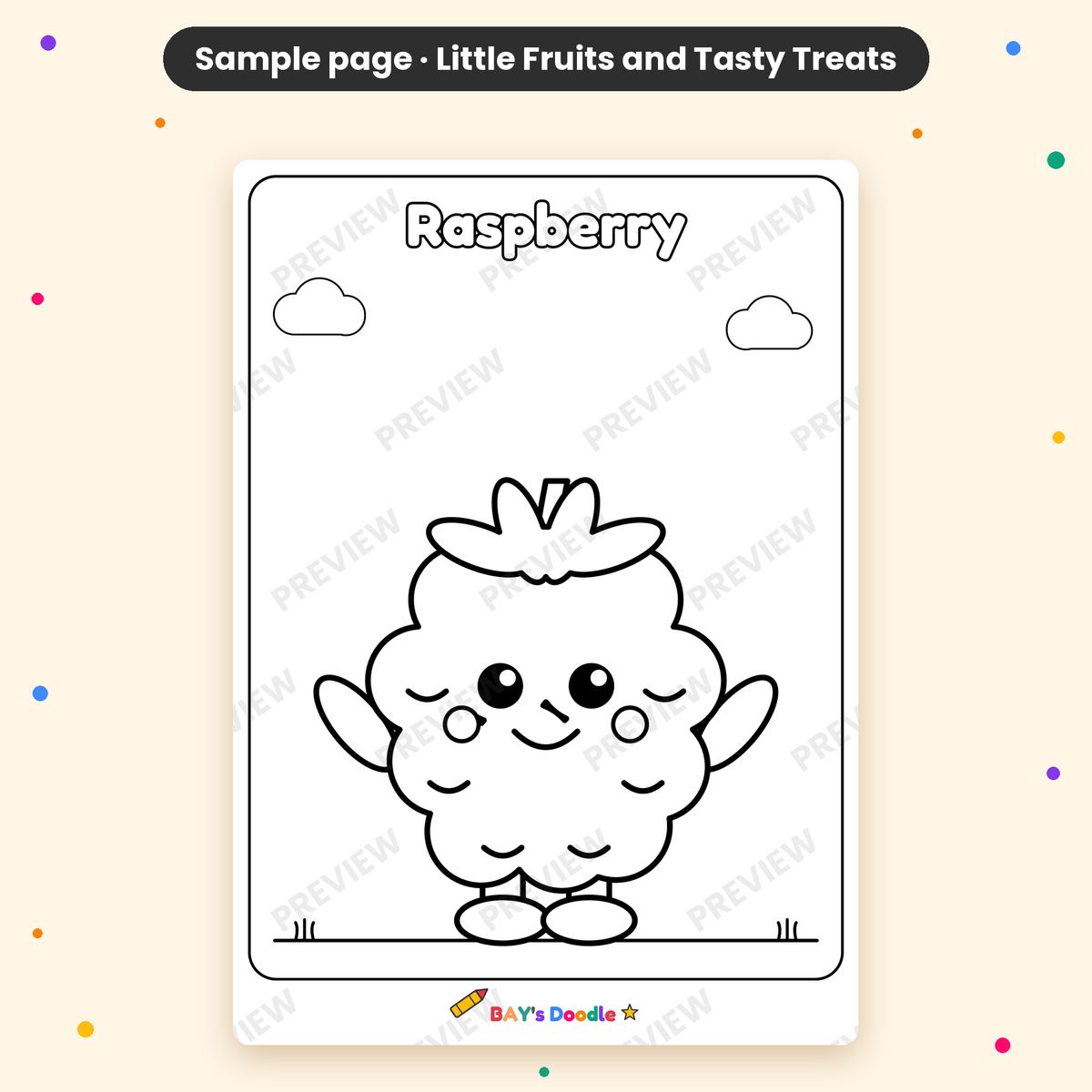 Little Fruits & Tasty Treats – My First Fruits Coloring Book (Ages 3+)
