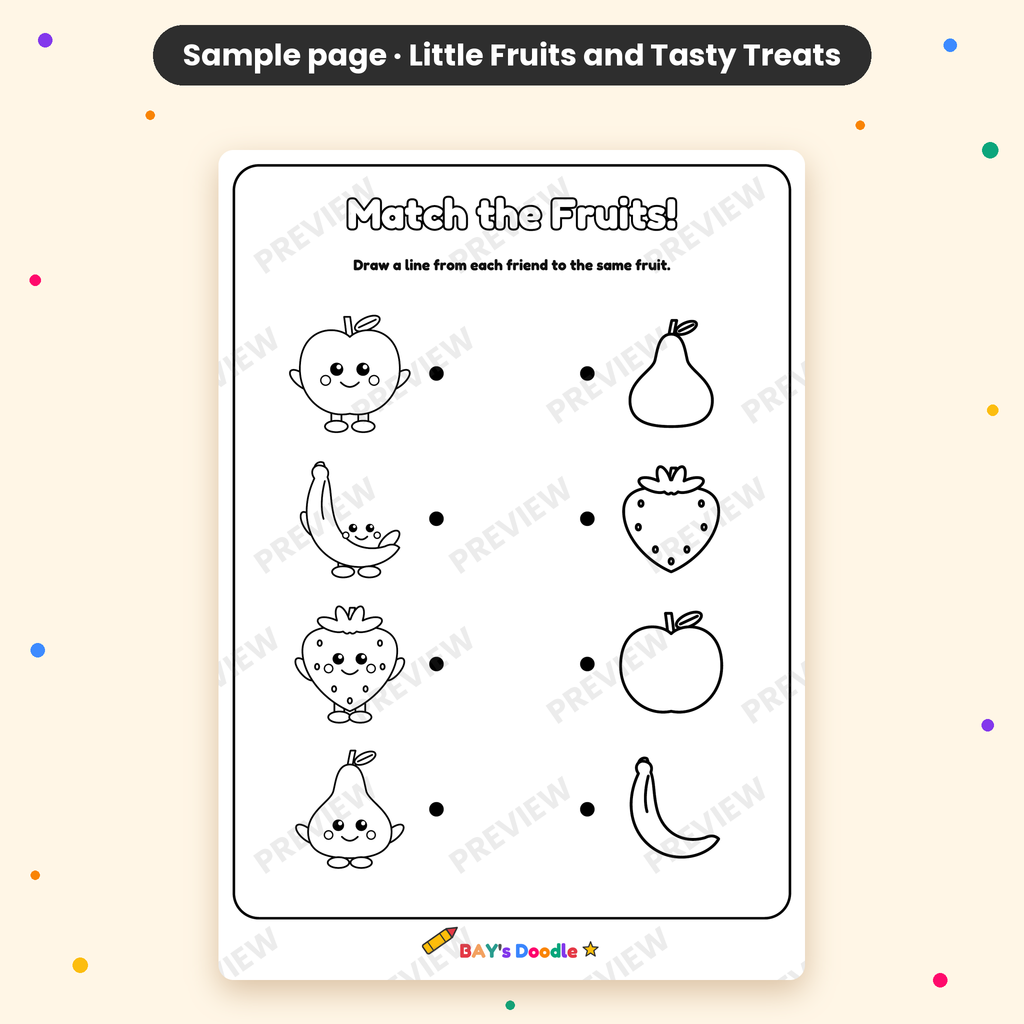 Little Fruits & Tasty Treats – My First Fruits Coloring Book (Ages 3+)