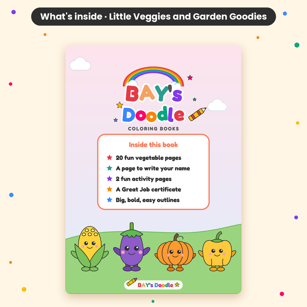 Little Veggies & Garden Goodies – My First Vegetables Coloring Book (Ages 3+)